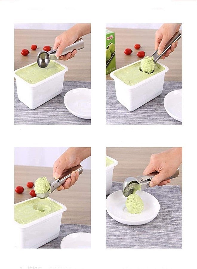 ServEzee Stainless Steel Easy Trigger Ice Cream Scoop Scooper Serving Spoon Big Size, Multifunctional, Silver, 1 pc - Image 5